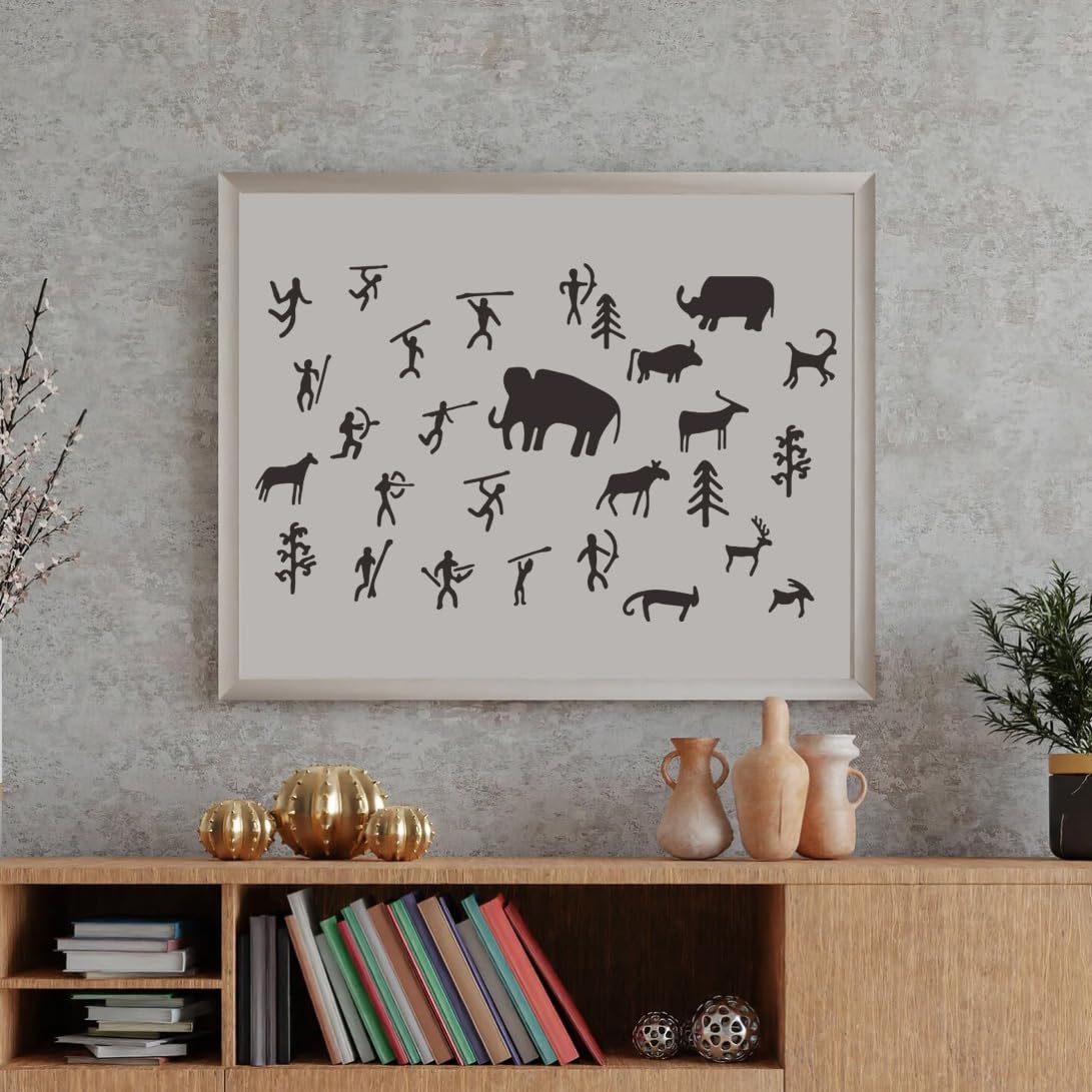 Stencils for Painting on Wood Cave Art Stencils for Crafts Reusable Egyptian Prehistoric Stone Age Templates for Wood Sign Rock Fabrics Paper Card Decor SUNVERSE