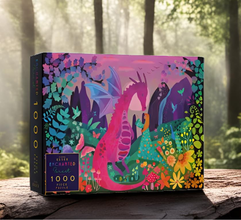 Elena Essex Puzzles for Adults 1000 Pieces - Enchanted Forest | Jigsaw Puzzles | 1000 Piece Puzzle for Adults | Cool Magic Dragon Puzzle | 20x28inches Elena Essex