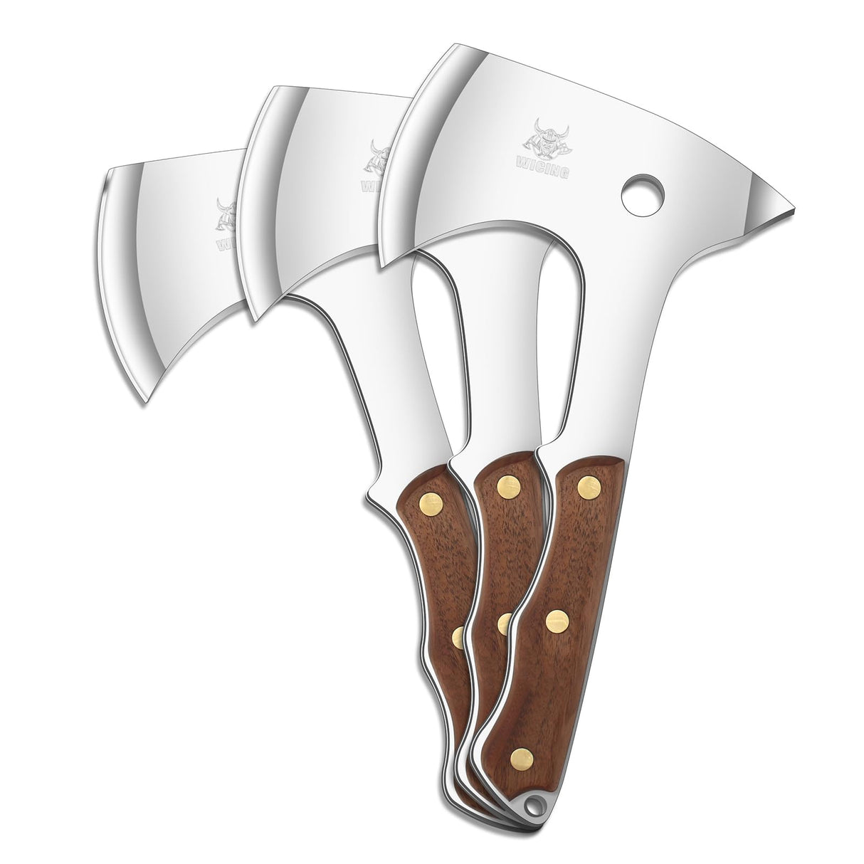 WICING Throwing Axes - 3 Pack, 10.2" Throwing Axe Set, Full Tang with Sheath Stainless Steel Throwing Hatchet, Great for Recreation and Competition WICING