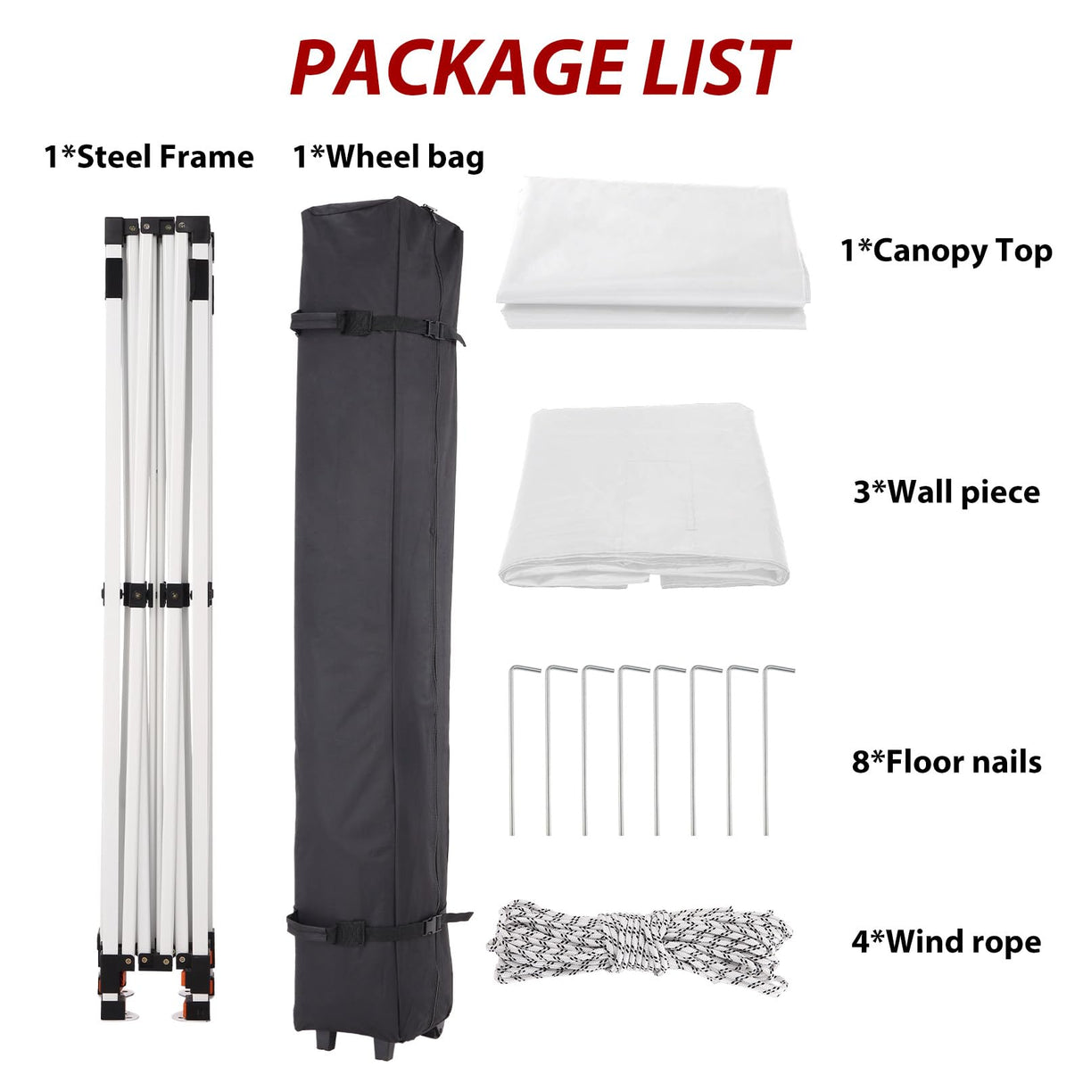 10x10ft Commercial Canopy Tent,Instant Pop Up Gazebo with 3 Sidewalls, Windows, Wheeled Carry Bag, Stakes, and Ropes - Perfect Outdoor Shelter for Parties, Events(White) PhoenixCrest