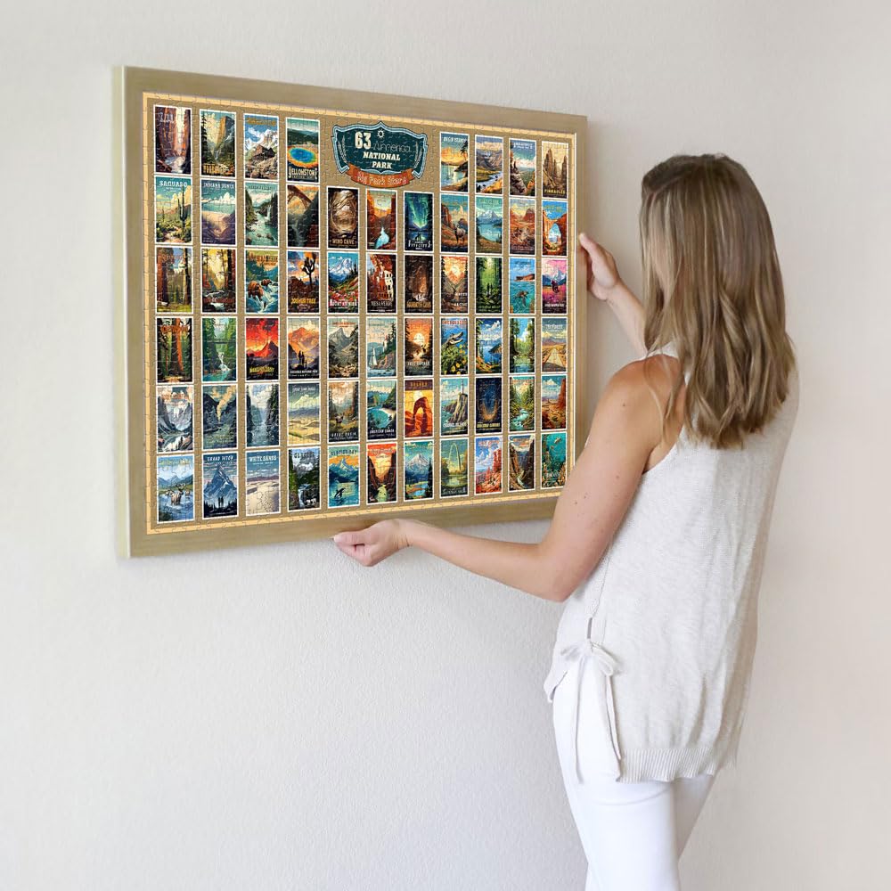 SHOXREM 1000 Piece Vintage Travel Jigsaw Puzzle, US National Parks Puzzle for Adults SHOXREM