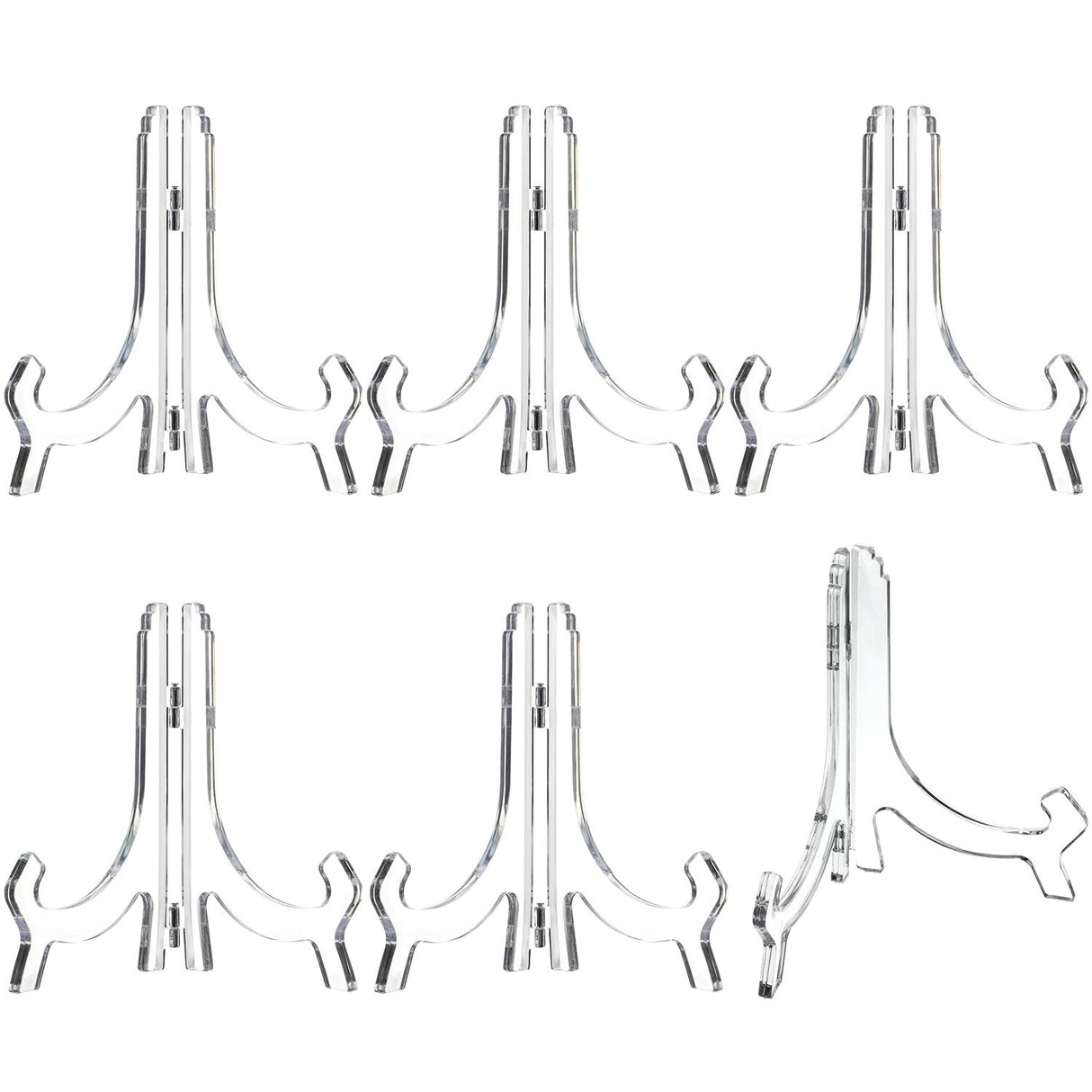 HESTYA 6 Pack 7 Inch Acrylic Easel Stand, Display Stand, Plate Holder for Display, Photo Holder Picture Frame Book(Clear) HESTYA