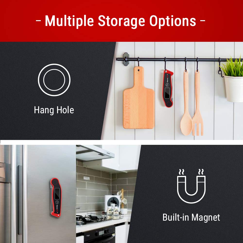 ThermoPro TP19 Waterproof Digital Meat Thermometer for Grilling with Ambidextrous Backlit & Thermocouple Instant Read Kitchen Cooking Food Thermometer for Candy Water Oil BBQ Grill Smoker ThermoPro