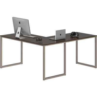 SHW Home Office 55 Inch Large L Shaped Corner Desk, 24" Deep, Espresso