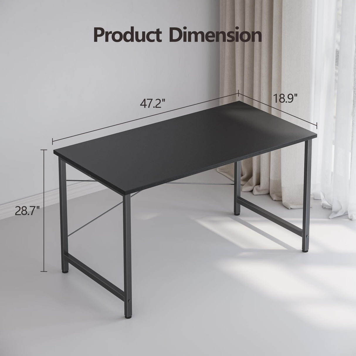 Cubiker Computer Desk, 47 inch Small Home Office Desk for Small Spaces, Modern Simple Style for Home, Office, Dark Black Cubiker