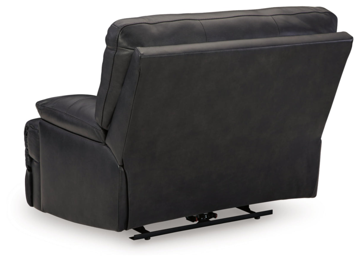 Signature Design by Ashley Mountainous Modern Leather Match Wall Hugger Power Recliner with Adjustable Headrest and USB Ports, Black Signature Design by Ashley