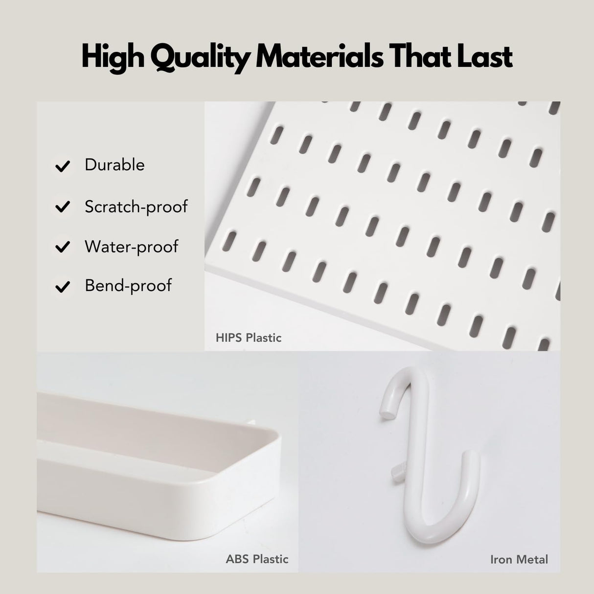 Keepo Pegboard Combination Kit, Pegboards and Accessories Modular Hanging for Wall Organizer, Crafts Organization, Ornaments Display, Nursery Storage, Peg Board (White, 22″×22″) Keepo