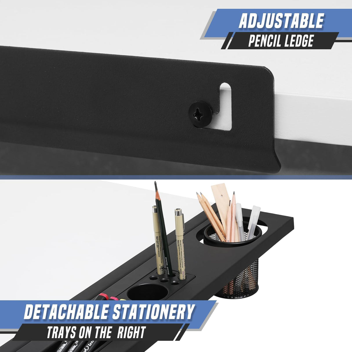 SFIHOME Drafting Table with Height Adjustable Wood Top, Drawing Table with Storage Drawers, Extendable Design, Art Desk Ideal for Drawing, Painting, Writing, Home Office, White SFIHOME