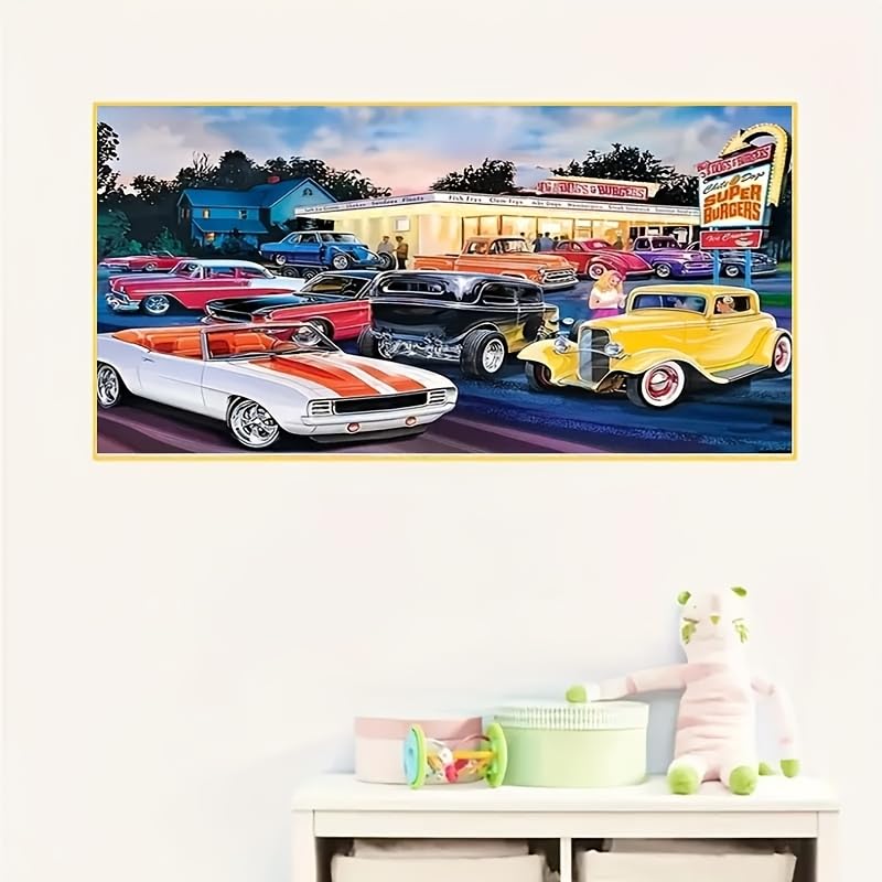 KTHOFCY 5D DIY Diamond Painting Kits for Adults, Retro Car Full Drill Embroidery Cross Stitch Crystal Rhinestone Paintings Pictures Arts Wall Decor Painting Dots Kits 15.7X27.5inch KTHOFCY