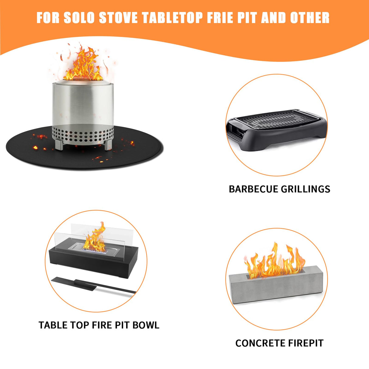 20'' Fire Pit Mat for Solo Stove Mesa/XL Tabletop Fire Pit,4-Layer Fireproof Heat Resistant Under Grill Mat, Easy-to-Clean Waterproof & Non-Slip for Table Top Protection GIESIOE