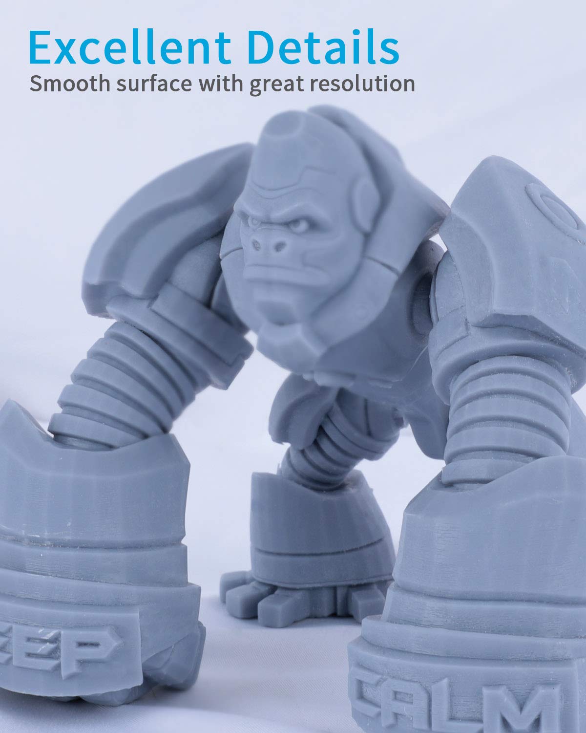 ELEGOO Water Washable 3D Printer Resin 500g Grey, Rapid Precise Printing Photopolymer Resin 405nm UV-Curing Resin for LCD/DLP/MSLA 3D Printer ELEGOO