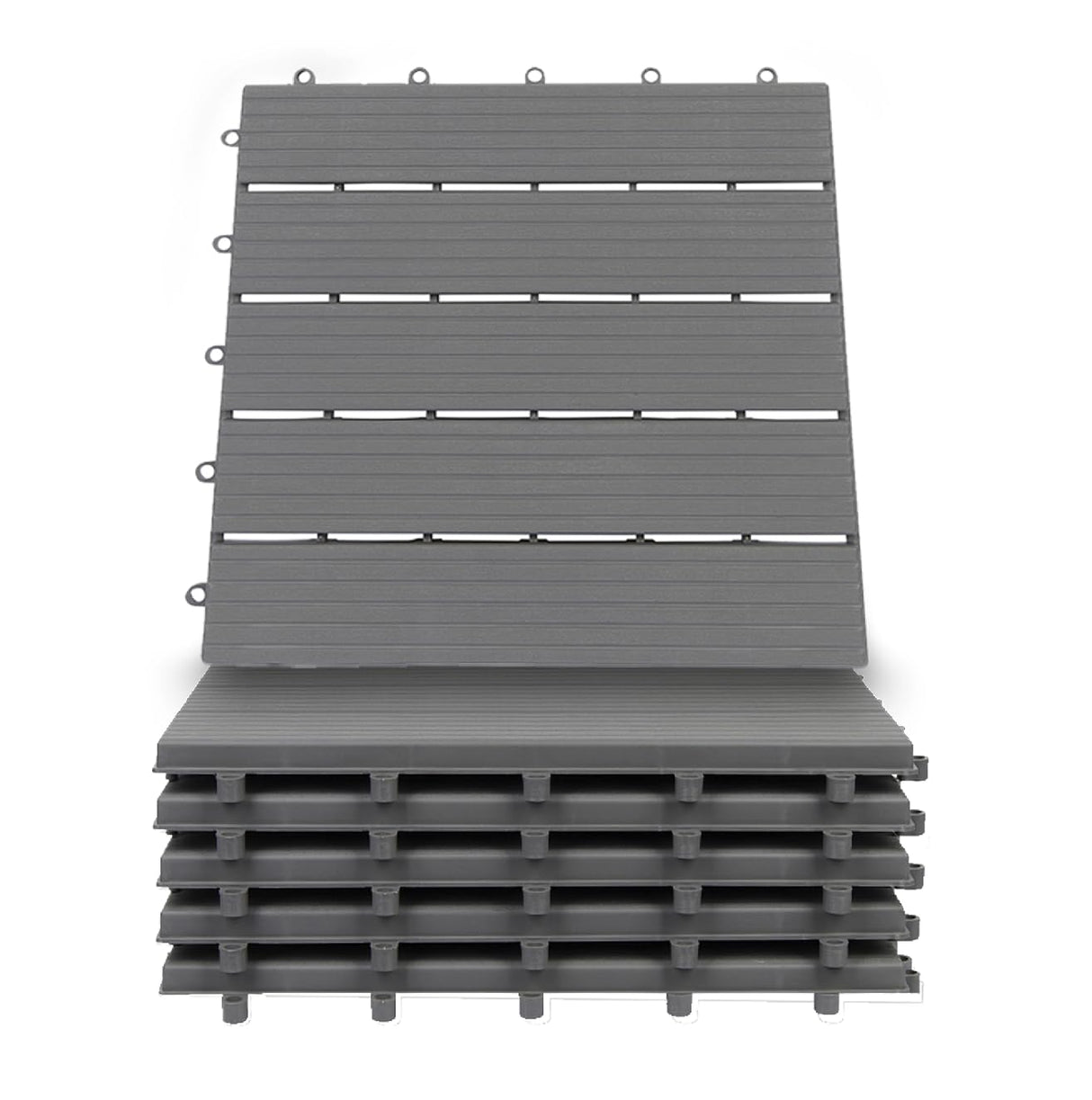 Interlocking Deck Tiles Pack - Snap Together Plastic Flooring | 12 x 12 Plastic Outdoor Flooring for Patio | Click Floor Decking Tile Outdoors Balcony Flooring, Wooden Parquet Flooring (8) Majestick Goods