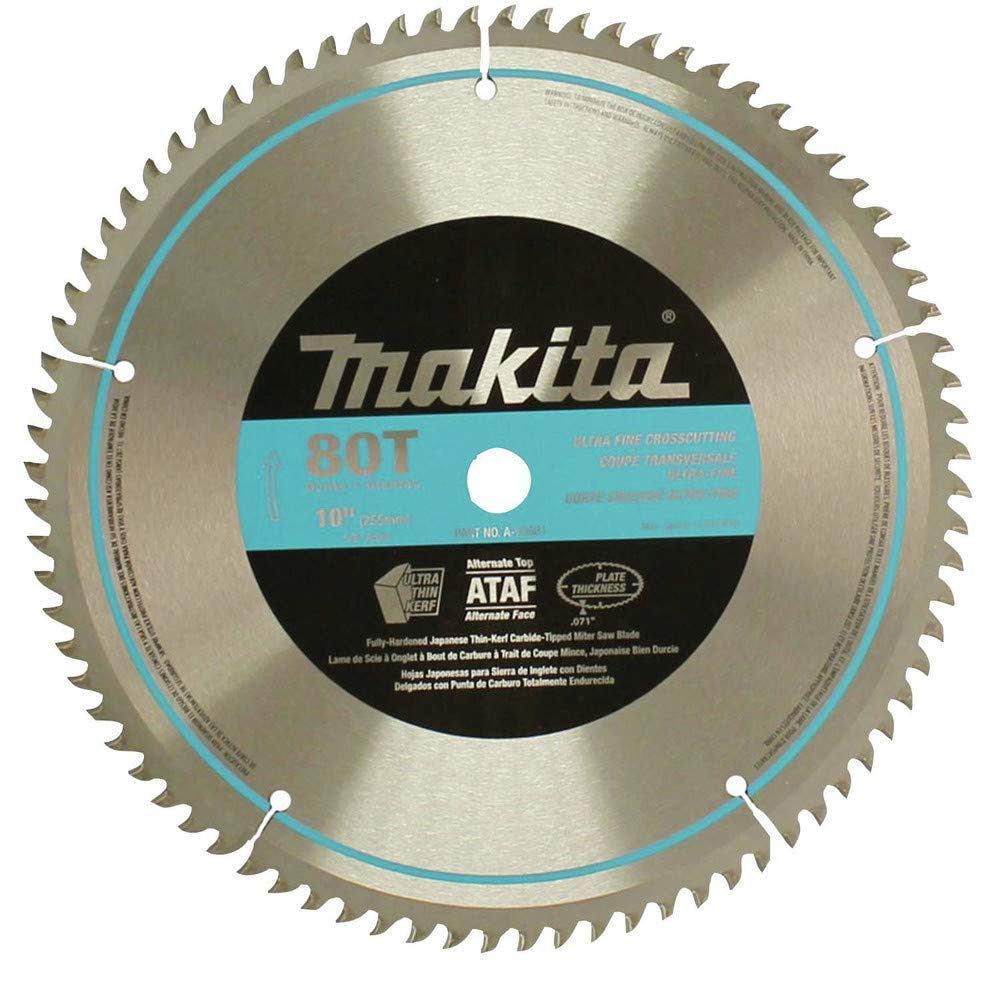 Makita A-93681 10-Inch 80 Tooth Micro Polished Mitersaw Blade Silver Makita