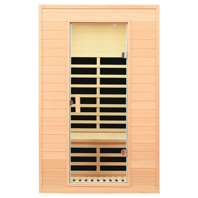 KUNSANA 2 Person Infrared Sauna, Low EMF Infrared Saunas for Home 2 Person Indoor Home Sauna Canadian Hemlock Wooden Sauna Room with Bluetooth Speakers, LED Reading Lamps, 1500Watt