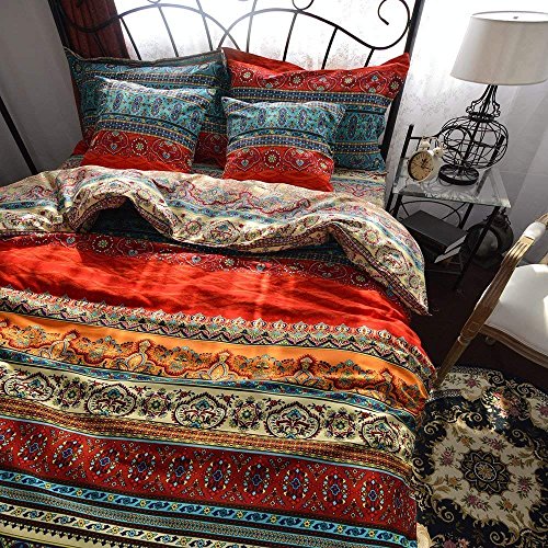 Dodou Boho Style Bedding Set Boho Duvet Cover Set Bohemian Bedding Set 3psc (Queen) D DODOU