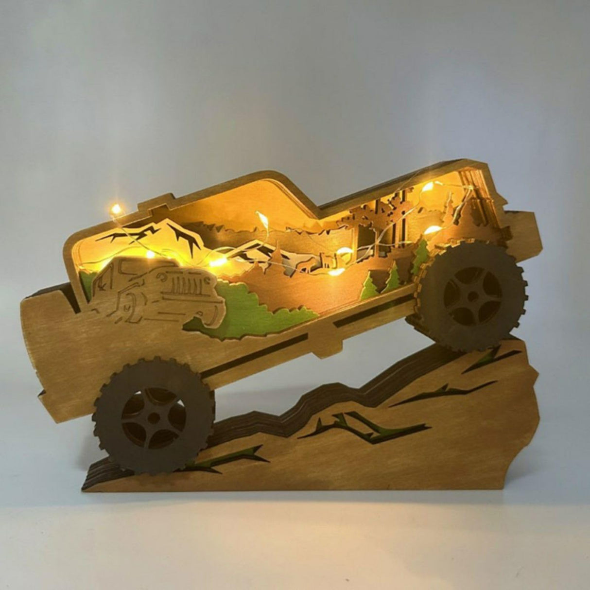 Drawelry 3D Wood Carving Lamp Home Creative Decorative, Funny Family Presents Ideas Christmas Living Room Office Decor Warm LED Night Lights Christmas Birthday Gift for Friend Son Dad Boys (Cool Car) Drawelry