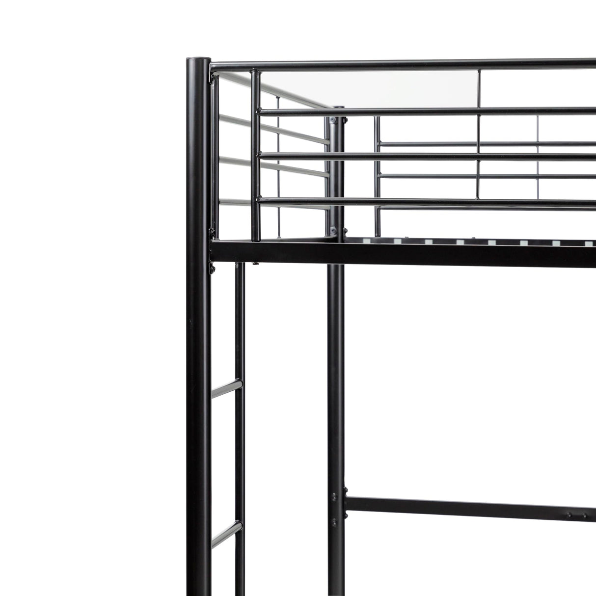 Walker Edison Timothee Urban Industrial Metal Twin over Loft Bunk Bed, Twin Size, Black Walker Edison