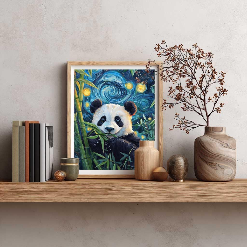 Panda Paint by Number, Pandas Paint by Numbers Kit for Adults, Cute Animal Canvas Painting Kits, Starry Night DIY Acrylic Painting for Gift Home Wall Decor(16x20inch, Without Frame) Cawpom