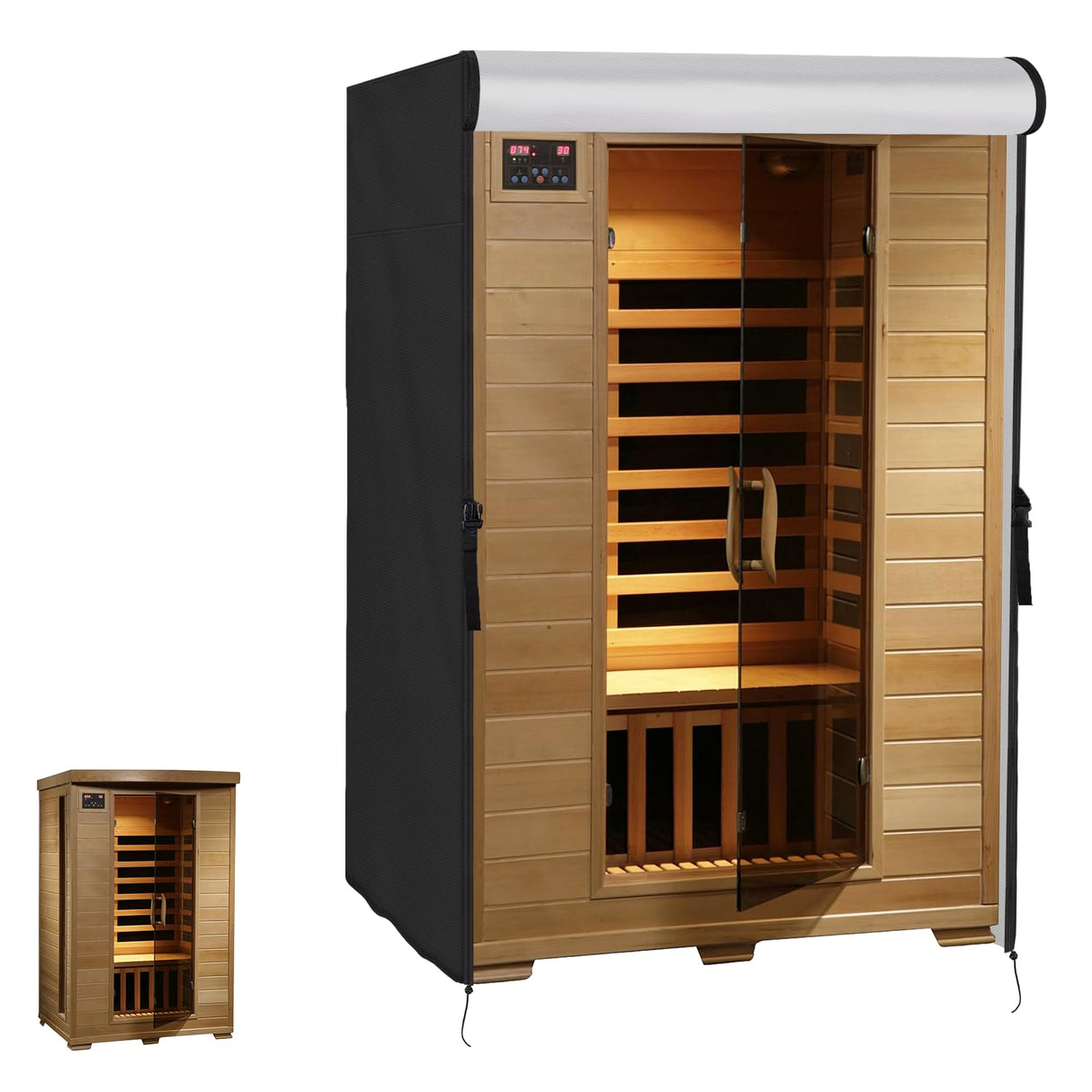 Agustone Wood Sauna Cover,2 Person Sauna Cover Outdoor Dry Sauna Cover for Home Infrared Sauna Room Cover Dynamic Sunlighten Sauna Cover Agustone