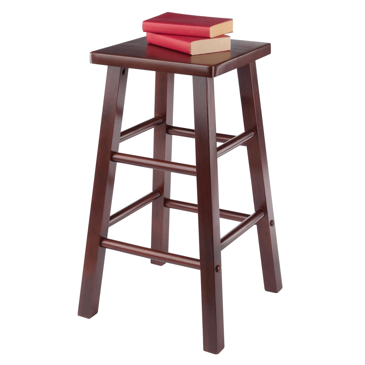 Winsome Carrick Counter Stool, 24In Height, Solid Wood, Walnut Finish Winsome