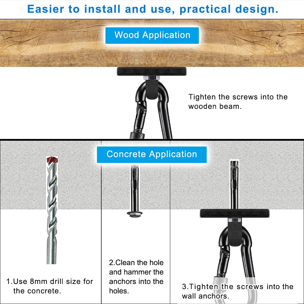 Dolibest Heavy Bag Hangers Brackets, Punching Bag Hangers, Heavy Bag Ceiling Mount with Carabiner for Body Weight Strength Training Systems, Aerial Yoga Swing & Hammock, Resistance Band Dolibest