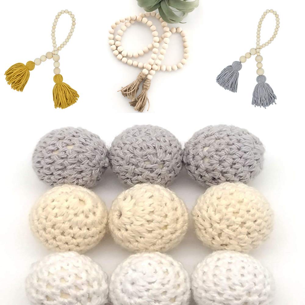 Round Wood Beads,22mm Natural Wood Beads Round Ball Wooden Loose Beads Unfinished Wood Spacer Beads for Craft-Making for DIY Art Supplies Bracelet Hand-Made 100 Pack Hewnda