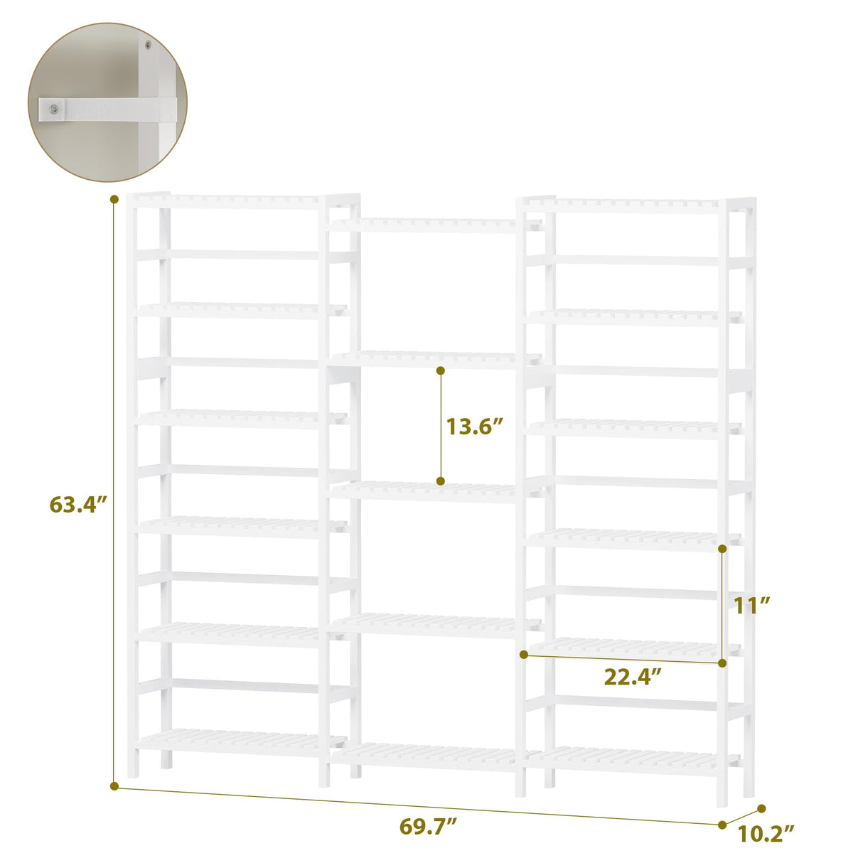 FOTOSOK Triple Wide 6-Tier Bookshelf and Bookcase,Large Freestanding Book Shelf with 17 Open Display Shelves, Tall Bookshelf Plant Flower Shelf Rack Storage Organizer Unit for Living Room, White FOTOSOK