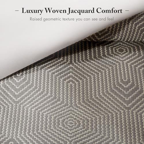 Madison Park Signature Cozy Comforter Set - All Season Bedding Combo Filled Insert and Removable Duvet Cover, Shams, Decorative Pillows, King (110 in x 96 in), Geometric Grey 10 Piece Madison Park