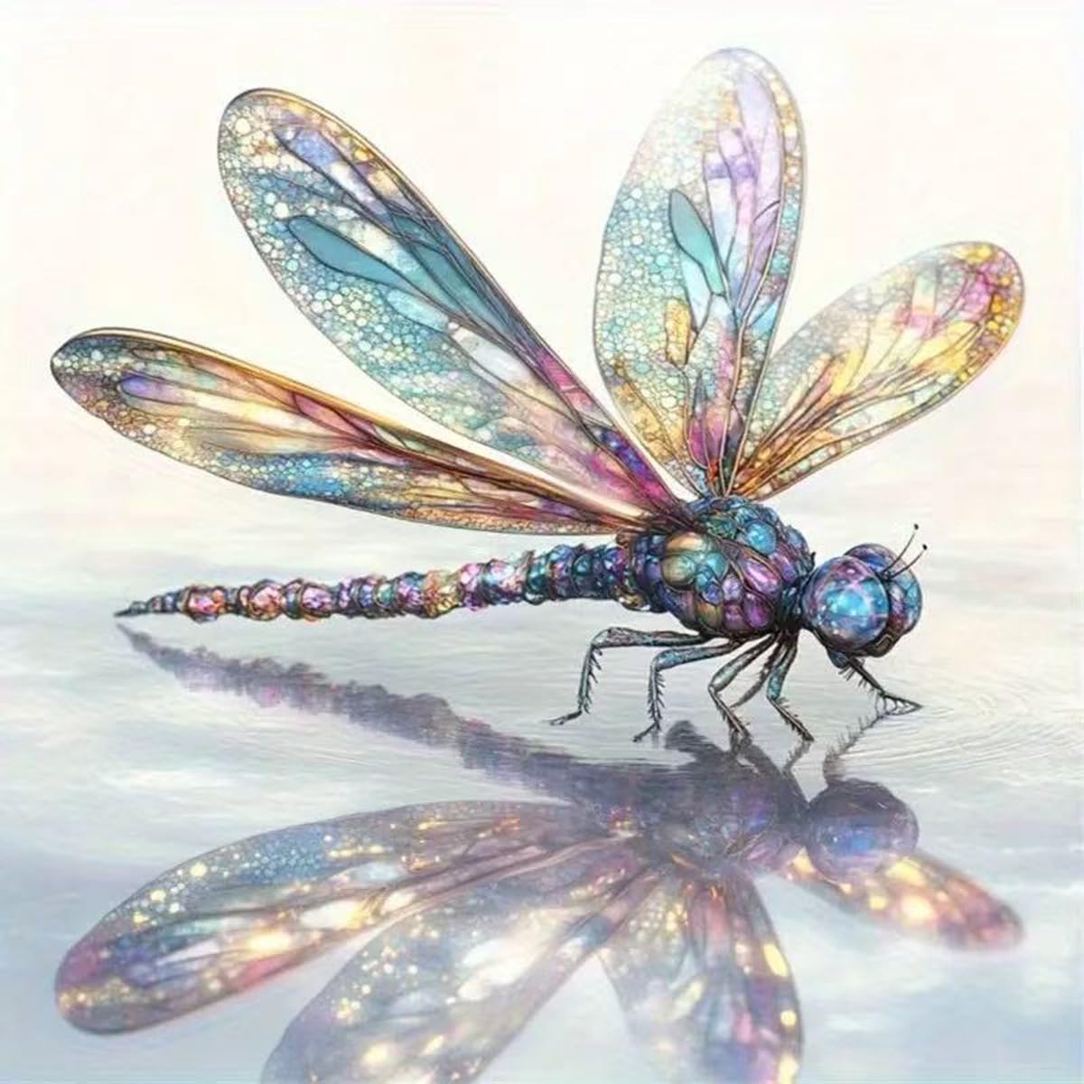 Dragonfly Diamond Art Kits for Adults,Funny Insects 5D Diamond Painting Kits for Beginner,DIY Round Full Drill Diamond Dots with Gem Art Kits Home Wall Decor 13.8 x 13.8 inch GEMFAMILY