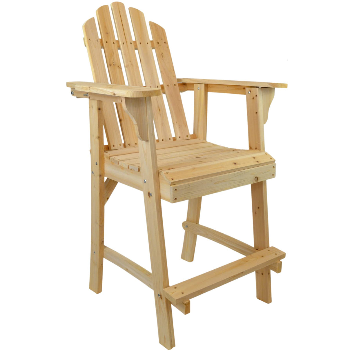 Ready-to-Finish Balcony Tall/Counter High Adirondack Chair with Footrest for Outdoor Outside Garden - Unfinished Natural Wood Bar Chair Westcharm
