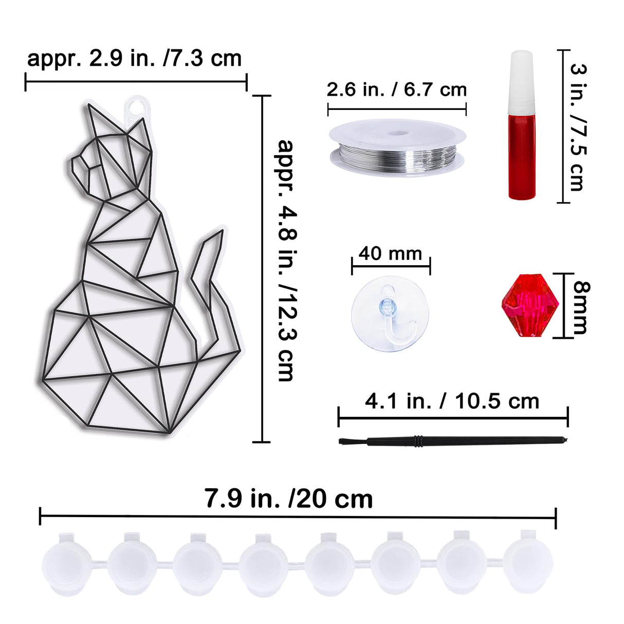 Winlyn 24 Sets Cat Suncatcher Ornaments Decorations DIY Window Paint Art Craft Kits Rainbow Kitten Sun Catchers Painting Kit for Kids Classroom Activities Birthday Summer Camping Party Art Project Winlyn