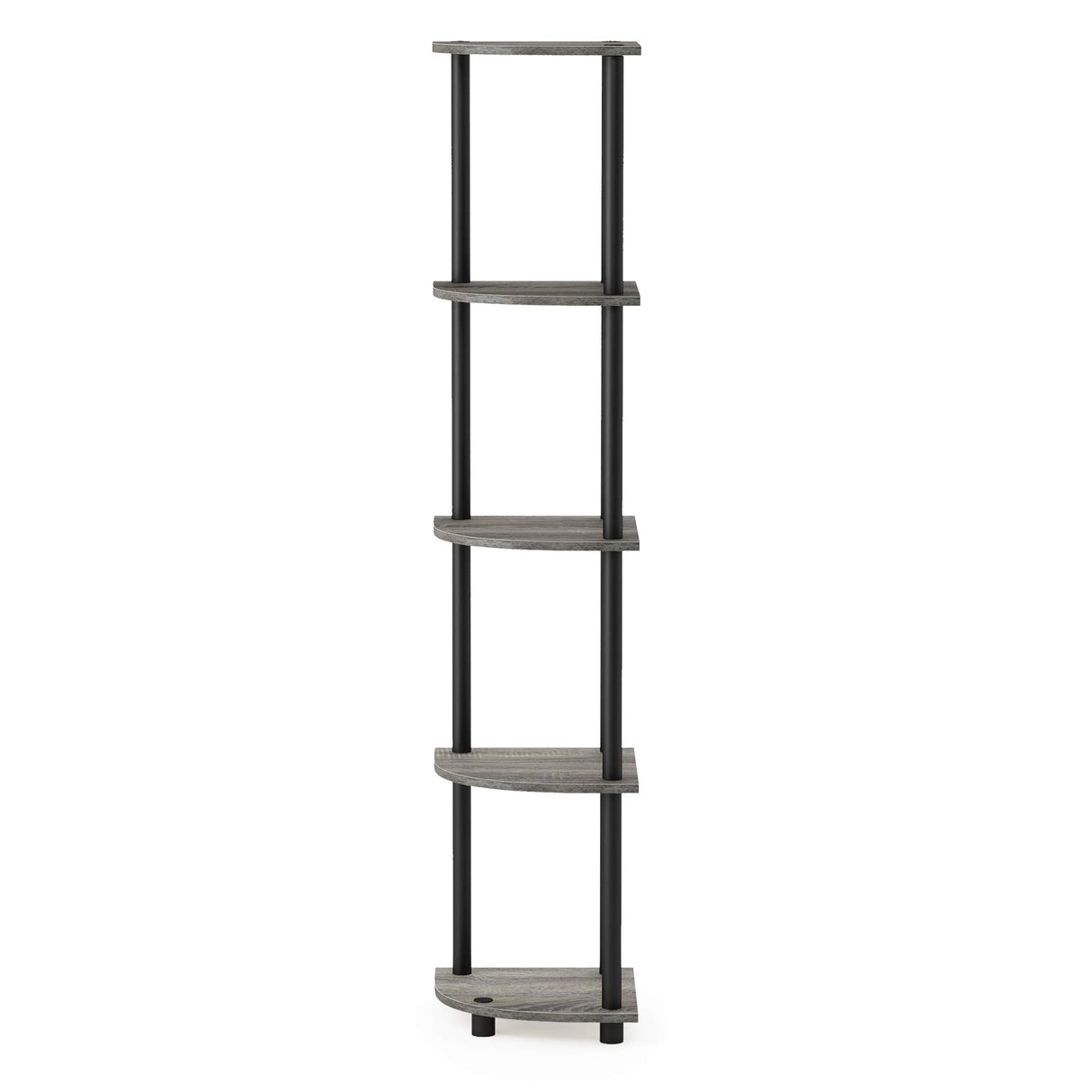 Furinno Turn-N-Tube 5 Tier Corner Display Rack Multipurpose Shelving Unit, 1-Pack, French Oak Grey/Black Furinno