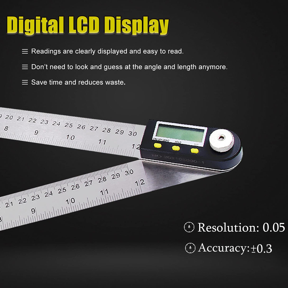 Delgada Digital Angle Ruler and Stainless Steel Digital Angle Finder or Digital Protractor with Zeroing and Locking Function Battery Included 12Inches/300mm Delgada