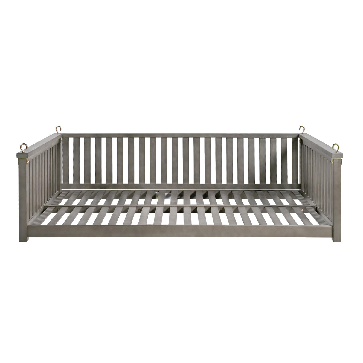Porch Daybed Swing Outdoor Wooden Swing Bench, Patio Hanging Swing Chair Swinging Bed for Garden, Backyard, Deck, Grey NCKMYB