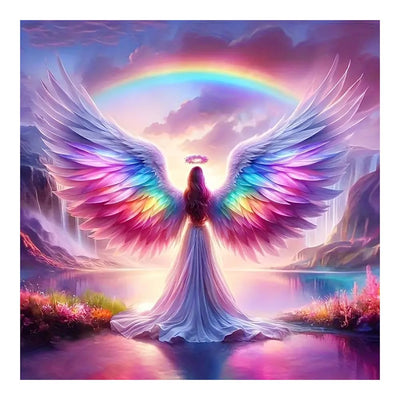 SJUTOUCI Diamond Art Painting Kits for Adults, Rainbow Angel Diamond Art Kits for Beginners, 5D DIY Full Drill Gem Craft for Home Decor Gift 12x12 inch/30x30cm