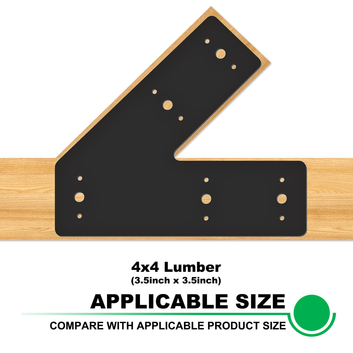 Andorm 4pcs 10x3 45 Degree Angle Steel Flat Plate Pergola Bracket Heavy Duty for Wood 4x4, 6x6 Lumber Powder Coated, Truss Framing Bracket, Post Mending Plate Black Andorm