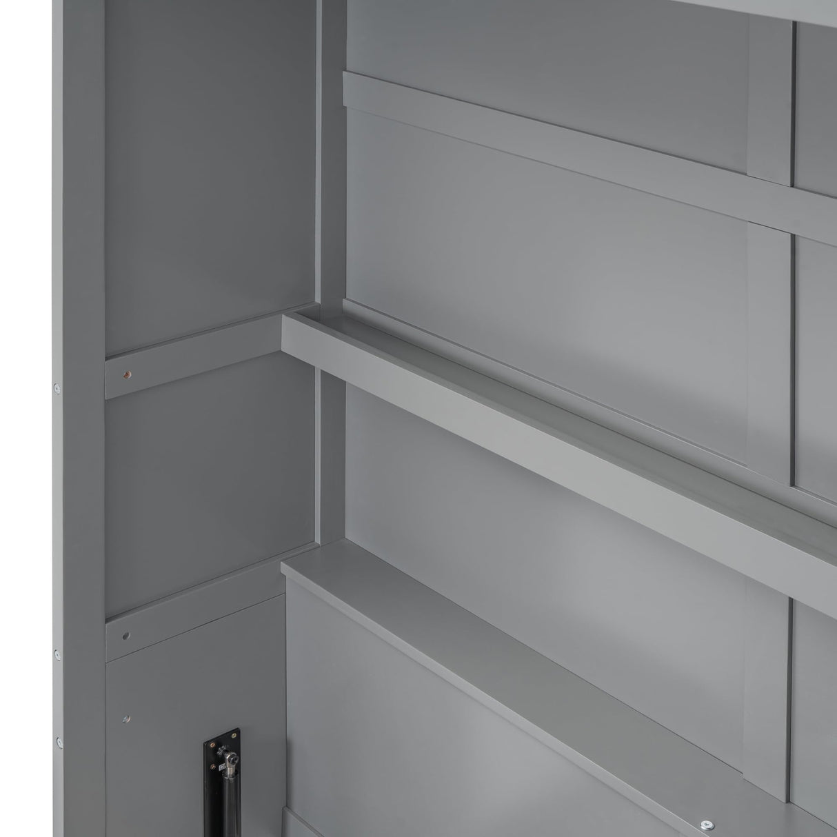 Merax Queen Size Murphy Bed, Wood Queen Murphy Cabinet Bed with Shelves, for Home Office or Small Room, Gray Merax