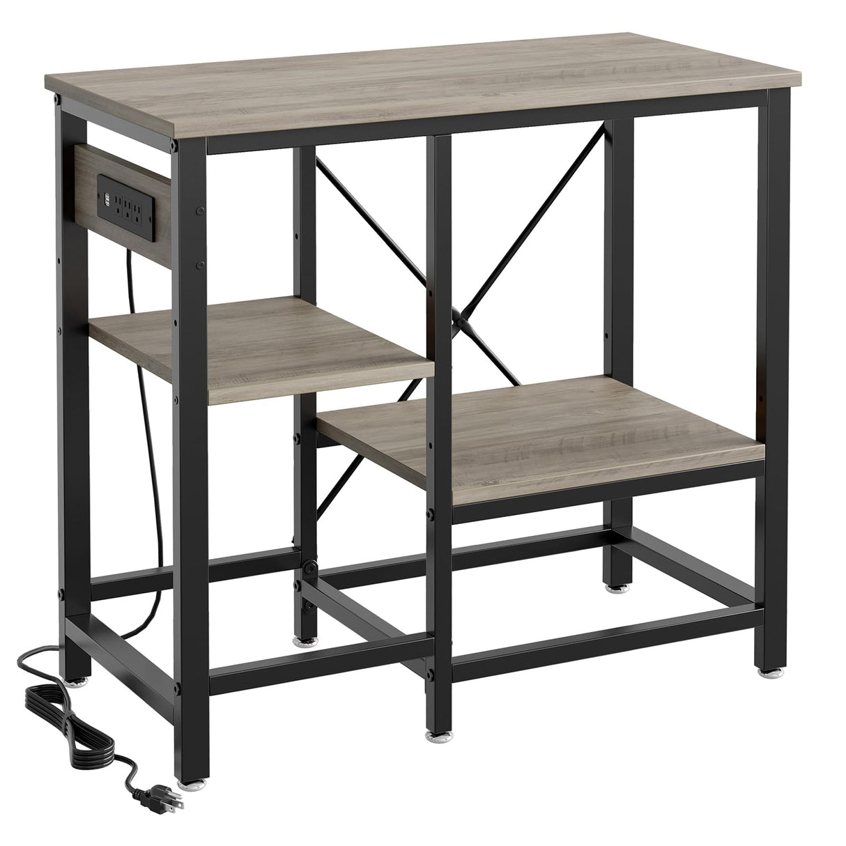 Becuddler 20/30/37 Gallon Fish Tank Stand with Charging Station, 30.7 x 13.8 Metal Aquarium Stand with 3-Tiers Adjustable Storage Shelves, 6-Legs Reptile Terrarium Stand, 400 LBs Becuddler