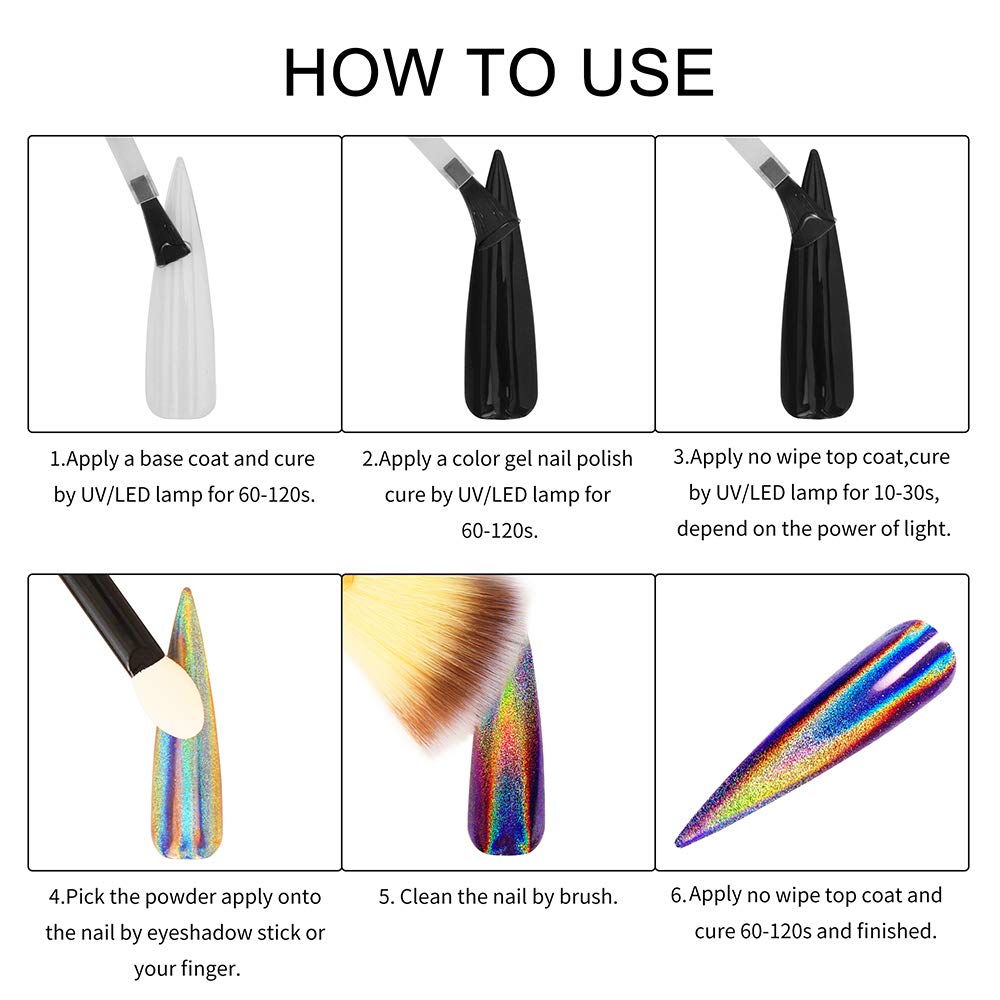 Artdone 16 Jars Chrome Nail Powder Nail Art Fimo Striping Tape Lines Decoration Metallic Mirror Effect Holographic Aurora Chameleon Pigment Powder 1g/Jar Pearl for Resin Craft & Nail Art Artdone