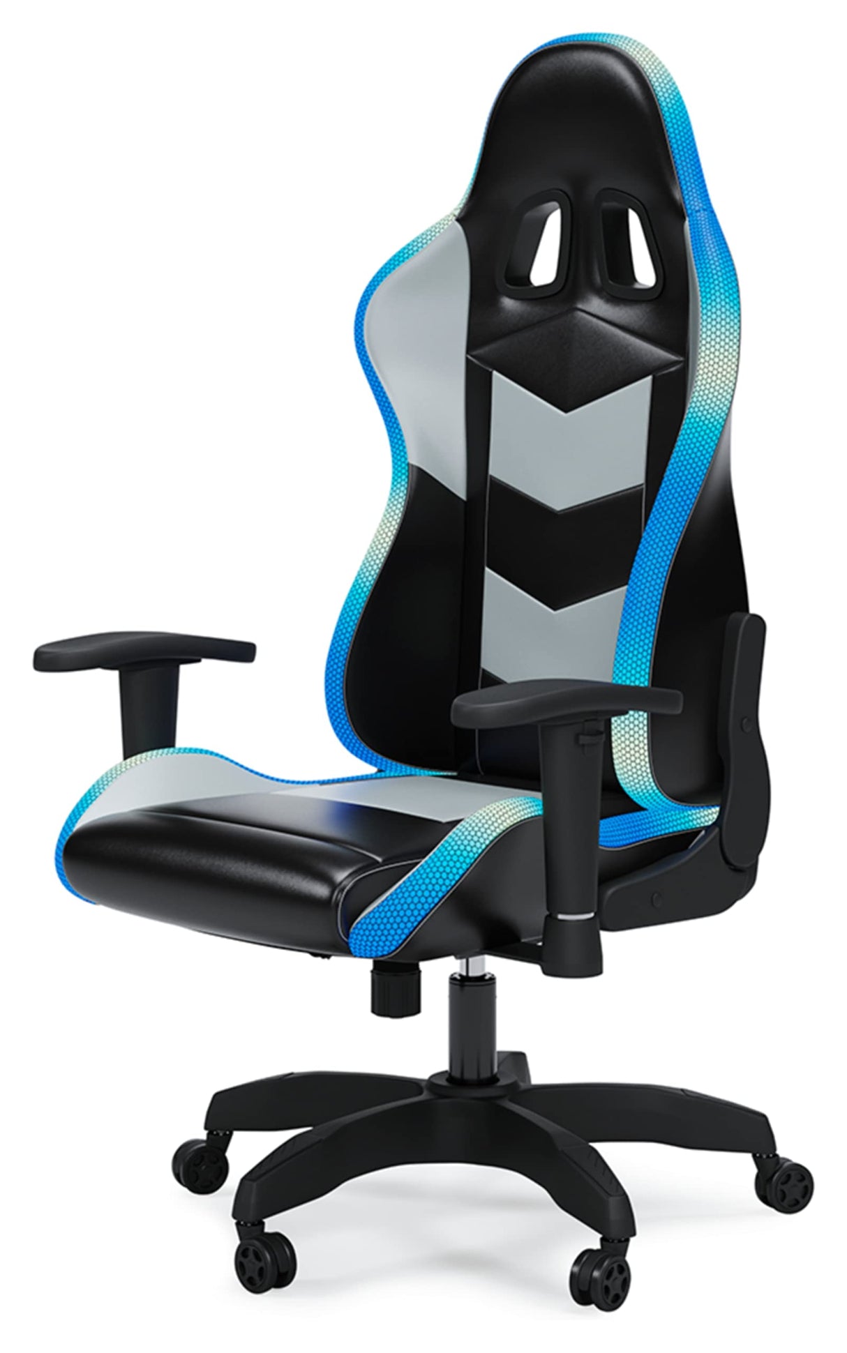 Signature Design by Ashley Lynxtyn Swivel Home Office Gaming Chair with LED Lighting, Black & Gray Signature Design by Ashley