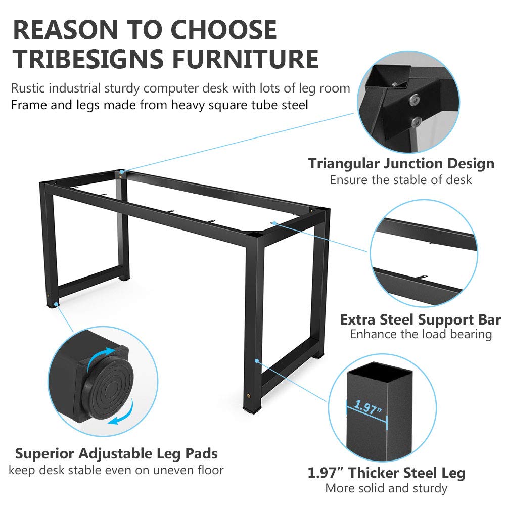 Tribesigns Modern Simple Computer Desk, 47 inch Vintage Office Desk Computer Table, Study Writing Study Desk Workstation for Home Office, Rustic Brown Tribesigns