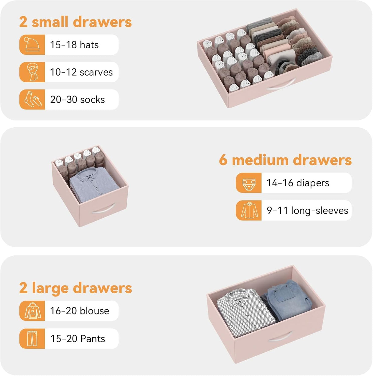 TrailBlaze Multifunctional Drawer Tower with Power Outlet, 55'' TV Stand with 10 Drawers, Fabric Chest of Drawers with Storage Drawers, Waterproof Wood Top, Anti-Tip Safety, Easy Assembly (Pink) TrailBlaze