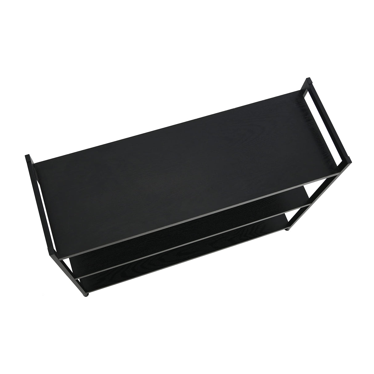 Household Essentials 3 Tier Wide Book Shelf, Medium, Black Oak Finish Household Essentials