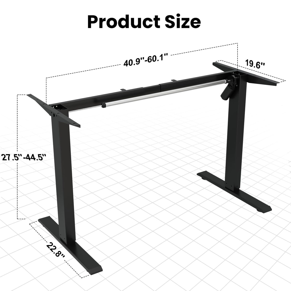 ESpefy Standing Desk Frame- Stand Up Desk Adjustable Frame for 43''-70'' Tabletop, Sit Stand Desk Legs, Ergonomic Electric Standing Desk Base Desk Base with Smart Controller System (Frame Only) Black ESpefy