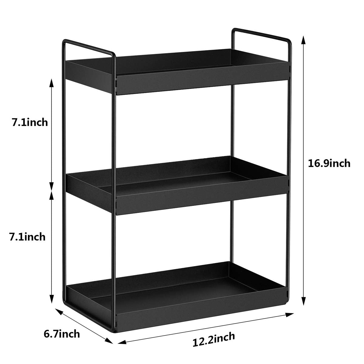 3-Tier Bathroom Countertop Organizer Vanity Tray Cosmetic & Makeup Storage Kitchen Spice Rack Standing Shelf, Black Cedwnuer