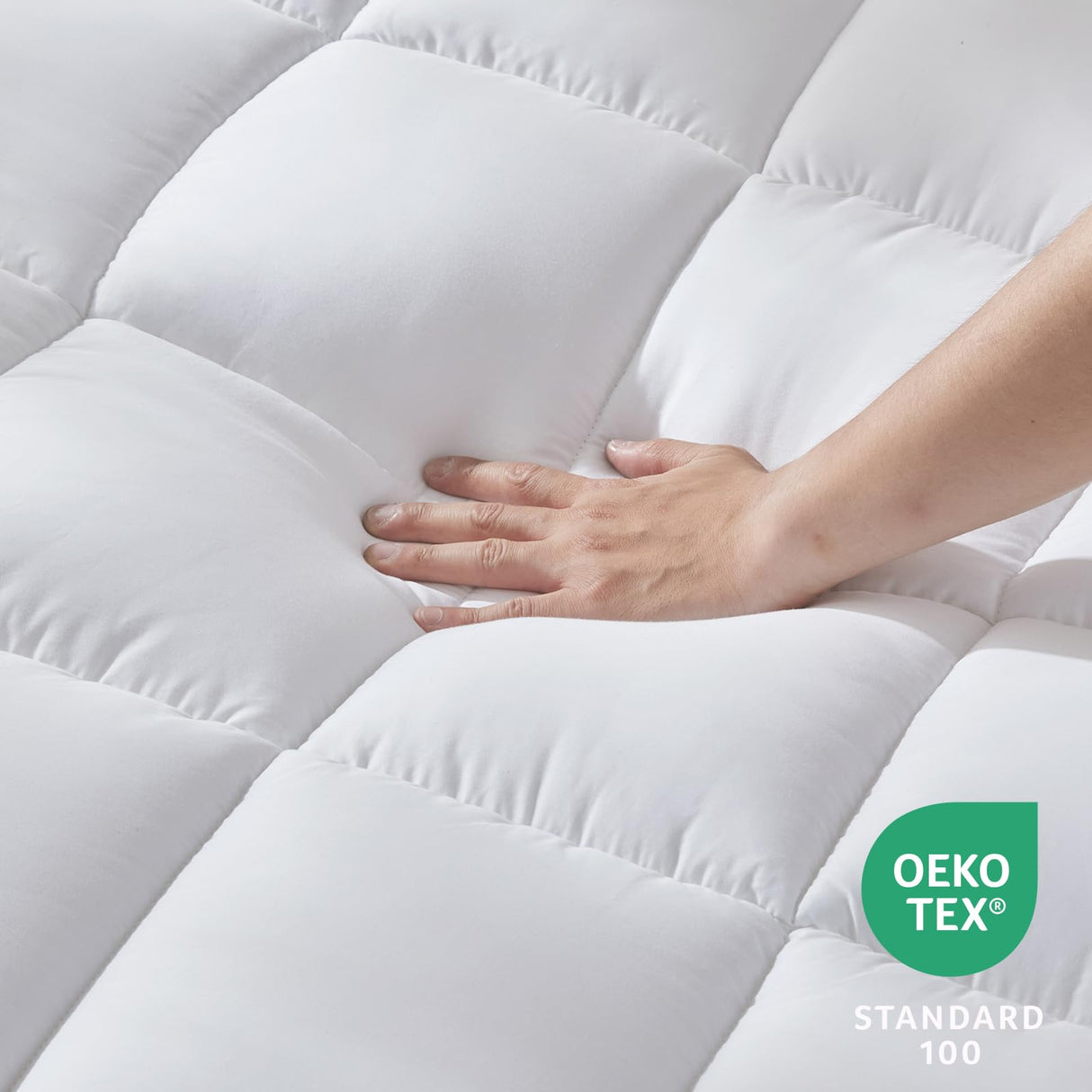 CozyLux Queen Size Mattress Pad Pillow Top Cotton Cooling Mattress Topper 8-21" Deep Pocket Mattress Cover Quilted Fitted Cooling 450GSM Mattress Protector (60x80 inch,White) CozyLux