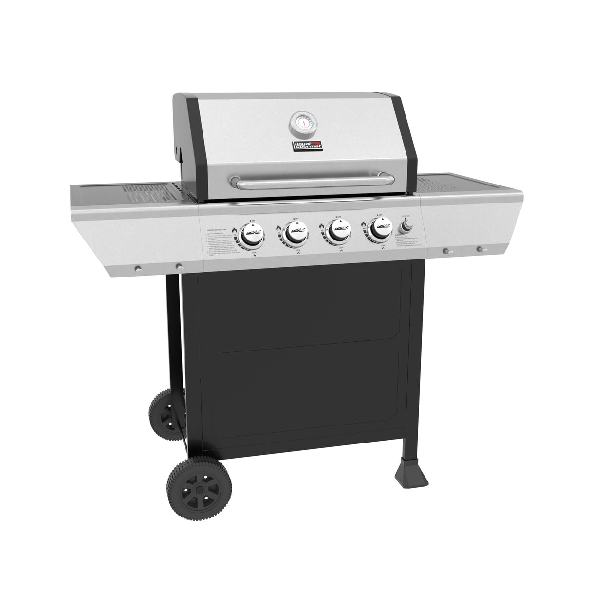 Royal Gourmet 4-Burner Propane Gas Grill with Warming Rack, Outdoor BBQ Grill with 34,000 BTUs Output for Patio Garden Barbecue Grilling, Black & Silver Royal Gourmet