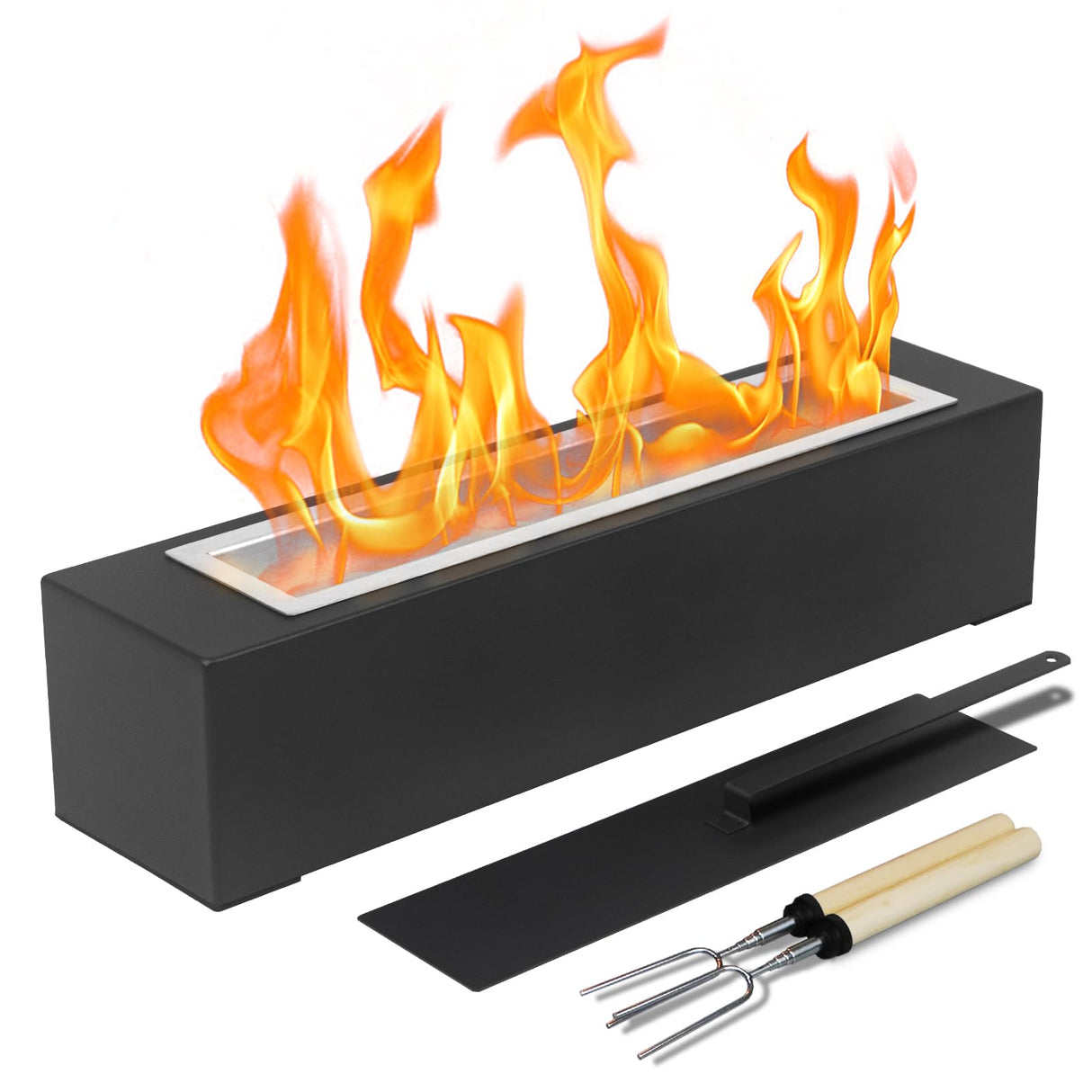 KORNIFUL Tabletop Fire Pit with S’Mores Maker Kit – Large Indoor & Outdoor Portable Fireplace for Patio, Balcony, Holiday Parties, Family Gatherings & Friday Nights – Premium Table Top Firepit KORNIFUL