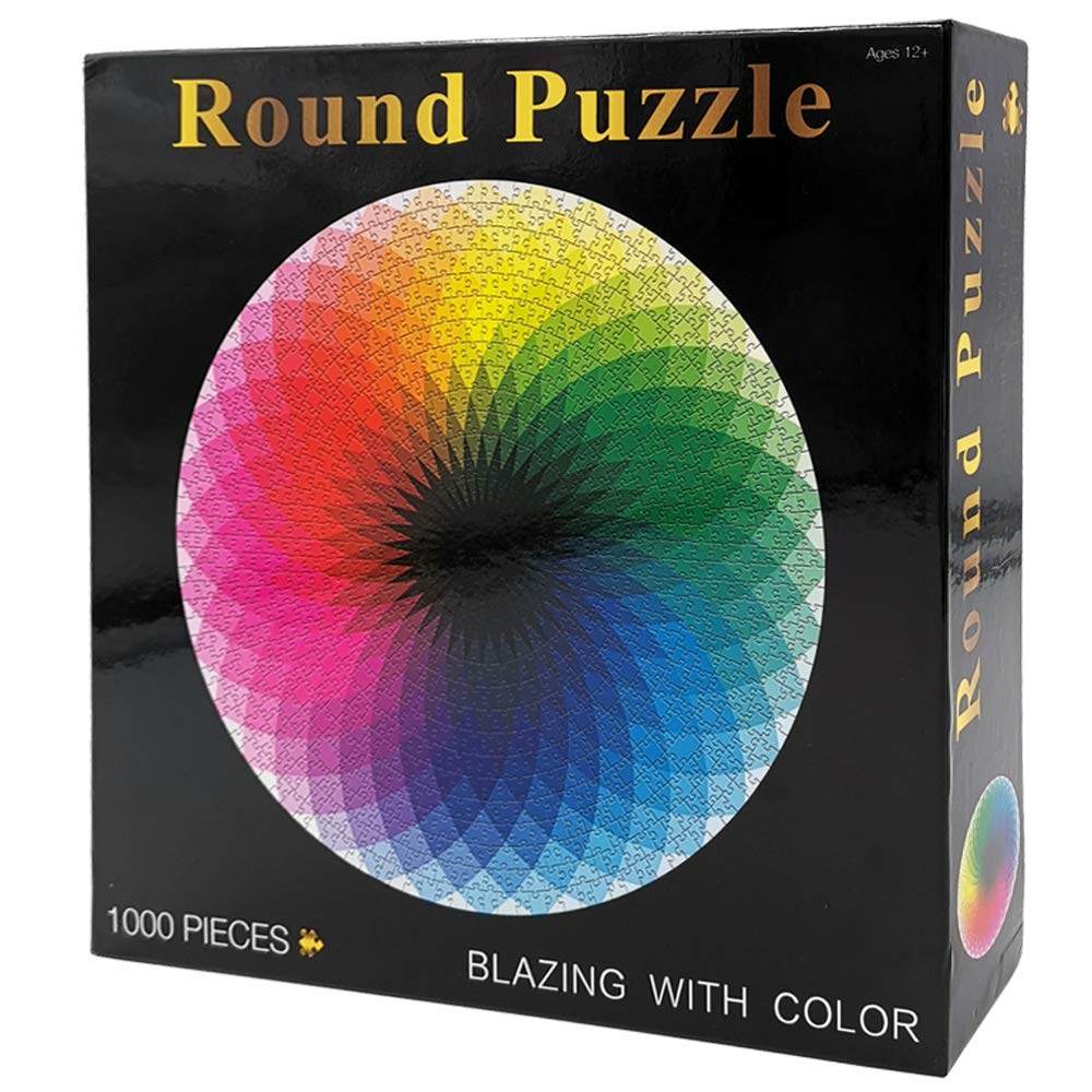 Moruska 1000 Piece Puzzles for Adults Teen - Gradient Color Rainbow Large Round Jigsaw Puzzle Difficult and Challenge Moruska