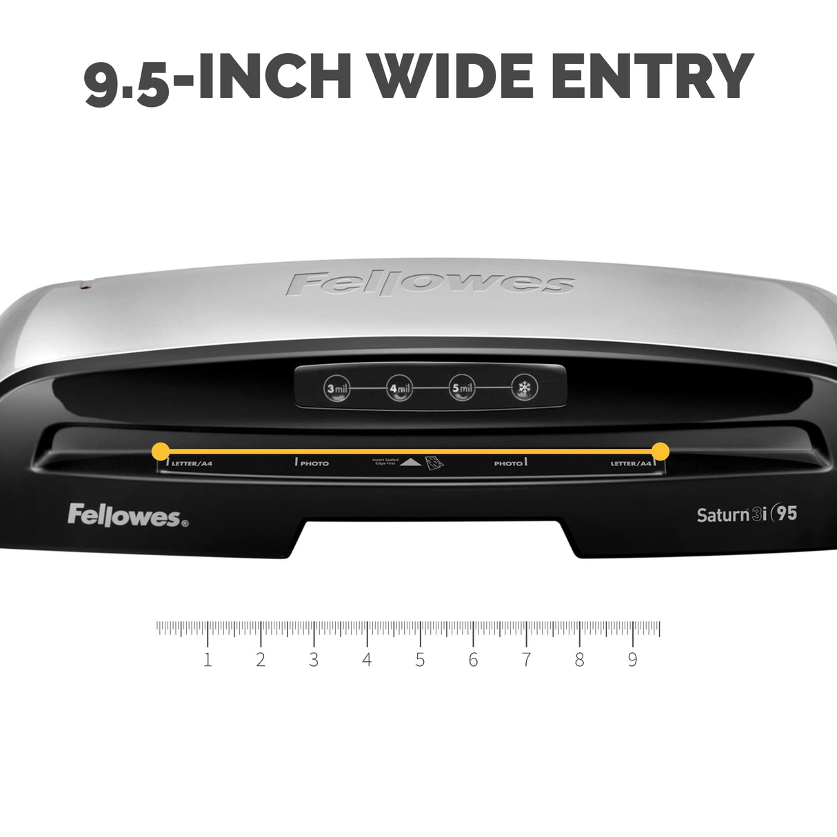 Fellowes Saturn 3i 95 Thermal Laminator Machine for Home or Office with Pouch Starter Kit, 9.5 inch, Fast Warm-Up, Jam-Free Design(5735801) Fellowes